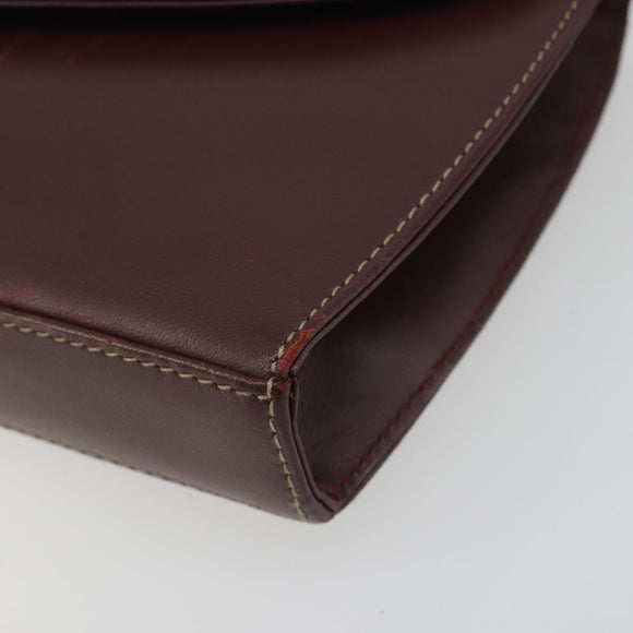 CARTIER Must Line Shoulder Bag Leather Bordeaux Gold Auth BA14172