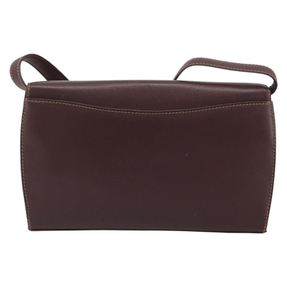 CARTIER Must Line Shoulder Bag Leather Bordeaux Gold Auth BA14172