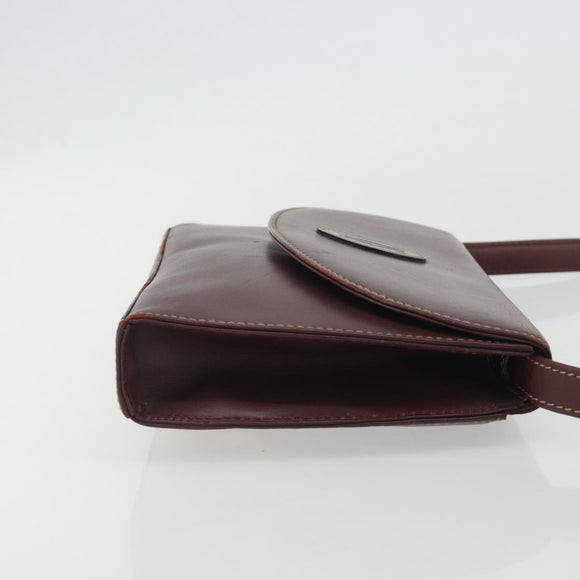 CARTIER Must Line Shoulder Bag Leather Bordeaux Gold Auth BA14172