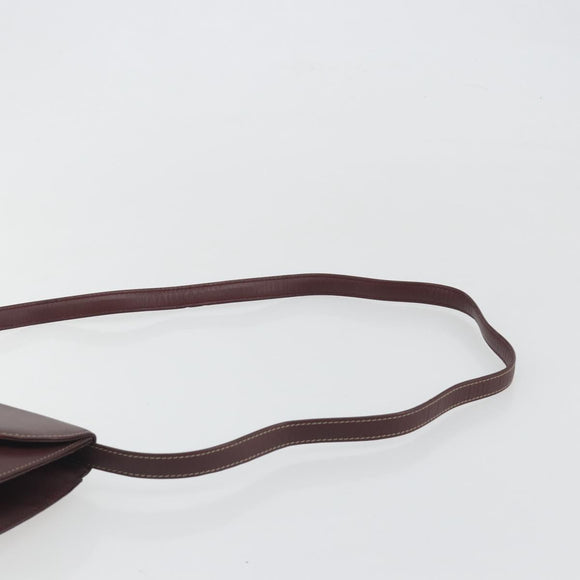 CARTIER Must Line Shoulder Bag Leather Bordeaux Gold Auth BA14172