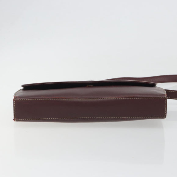 CARTIER Must Line Shoulder Bag Leather Bordeaux Gold Auth BA14172