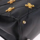 Gianni Versace Tote Bag Leather Black Gold Tone Auth BA14178V-9