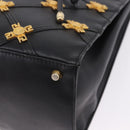 Gianni Versace Tote Bag Leather Black Gold Tone Auth BA14178V-14