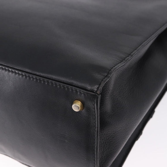 Gianni Versace Tote Bag Leather Black Gold Tone Auth BA14178V