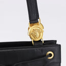 Gianni Versace Tote Bag Leather Black Gold Tone Auth BA14178V-10
