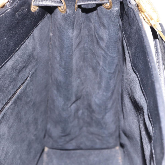 Gianni Versace Tote Bag Leather Black Gold Tone Auth BA14178V