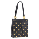 Gianni Versace Tote Bag Leather Black Gold Tone Auth BA14178V-1