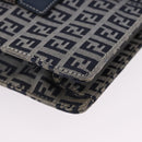 FENDI Zucchino Canvas Mamma Baguette Hand Bag Navy Silver Auth BA14179A-13