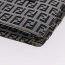 FENDI Zucchino Canvas Mamma Baguette Hand Bag Navy Silver Auth BA14179A-14