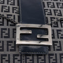 FENDI Zucchino Canvas Mamma Baguette Hand Bag Navy Silver Auth BA14179A-15
