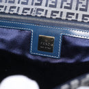 FENDI Zucchino Canvas Mamma Baguette Hand Bag Navy Silver Auth BA14179A-19