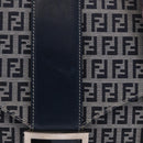 FENDI Zucchino Canvas Mamma Baguette Hand Bag Navy Silver Auth BA14179A-3