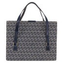 FENDI Zucchino Canvas Mamma Baguette Hand Bag Navy Silver Auth BA14179A-4