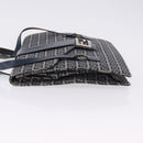 FENDI Zucchino Canvas Mamma Baguette Hand Bag Navy Silver Auth BA14179A-6