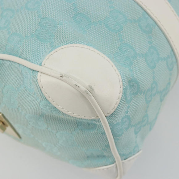 GUCCI GG Canvas Hand Bag Light Blue Gold 000 0851 Auth BA14180A