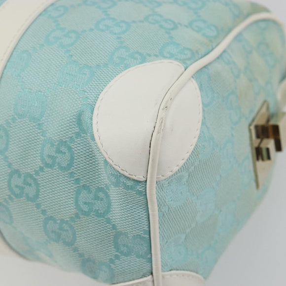 GUCCI GG Canvas Hand Bag Light Blue Gold 000 0851 Auth BA14180A