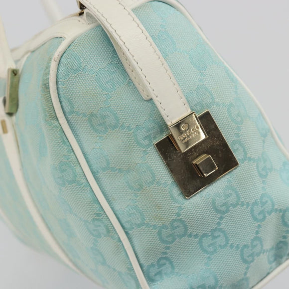 GUCCI GG Canvas Hand Bag Light Blue Gold 000 0851 Auth BA14180A
