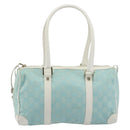 GUCCI GG Canvas Hand Bag Light Blue Gold 000 0851 Auth BA14180A-13