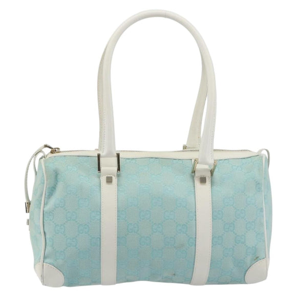 GUCCI GG Canvas Hand Bag Light Blue Gold 000 0851 Auth BA14180A