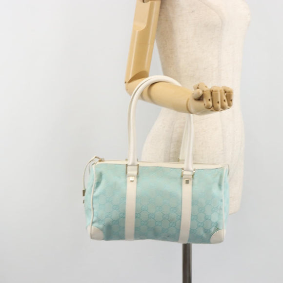 GUCCI GG Canvas Hand Bag Light Blue Gold 000 0851 Auth BA14180A