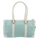 GUCCI GG Canvas Hand Bag Light Blue Gold 000 0851 Auth BA14180A-2