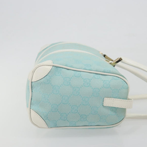 GUCCI GG Canvas Hand Bag Light Blue Gold 000 0851 Auth BA14180A