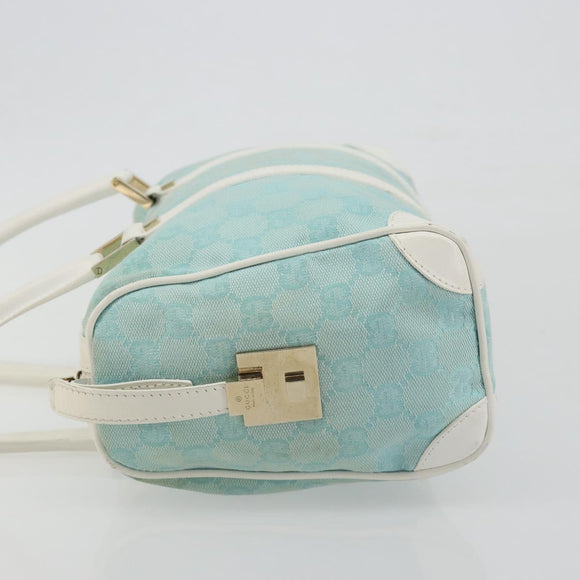 GUCCI GG Canvas Hand Bag Light Blue Gold 000 0851 Auth BA14180A