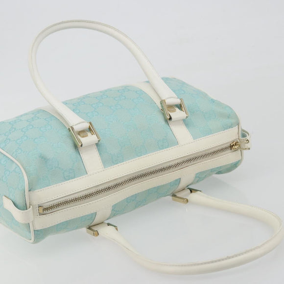 GUCCI GG Canvas Hand Bag Light Blue Gold 000 0851 Auth BA14180A