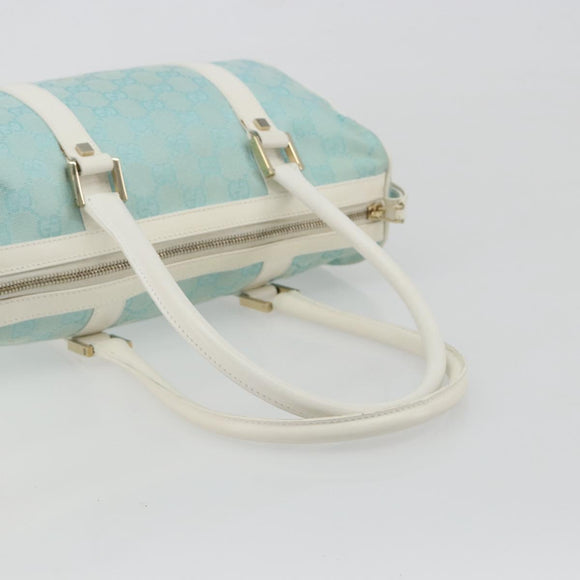GUCCI GG Canvas Hand Bag Light Blue Gold 000 0851 Auth BA14180A