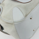 Salvatore Ferragamo Gancini Hand Bag Suede Light Blue Silver Auth BA14181-11