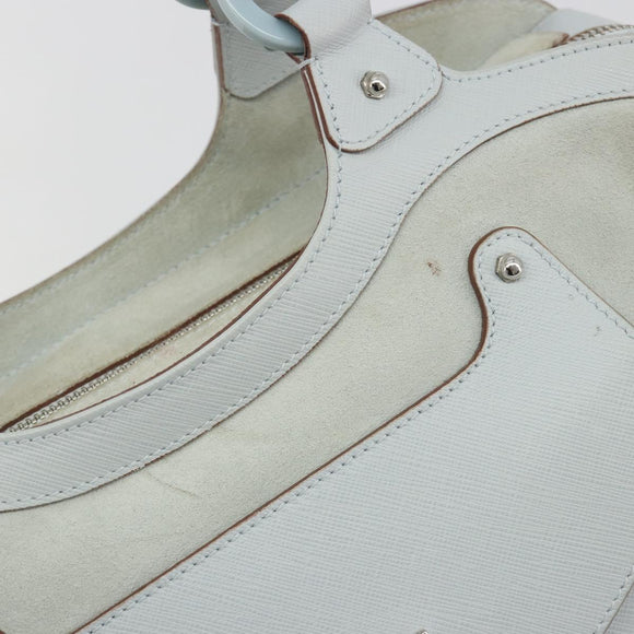 Salvatore Ferragamo Gancini Hand Bag Suede Light Blue Silver Auth BA14181