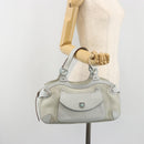 Salvatore Ferragamo Gancini Hand Bag Suede Light Blue Silver Auth BA14181-25