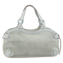 Salvatore Ferragamo Gancini Hand Bag Suede Light Blue Silver Auth BA14181-3