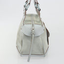 Salvatore Ferragamo Gancini Hand Bag Suede Light Blue Silver Auth BA14181-5