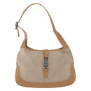 GUCCI Jackie Shoulder Bag Suede Beige Silver 001 3735 Auth BA14182-2