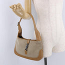 GUCCI Jackie Shoulder Bag Suede Beige Silver 001 3735 Auth BA14182-23