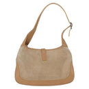 GUCCI Jackie Shoulder Bag Suede Beige Silver 001 3735 Auth BA14182-3