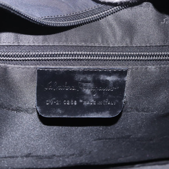 Salvatore Ferragamo Hand Bag Canvas Black Silver Auth BA14183