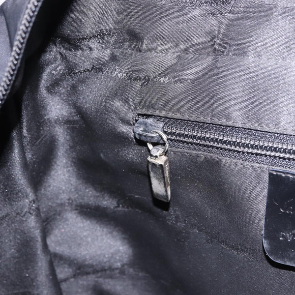 Salvatore Ferragamo Hand Bag Canvas Black Silver Auth BA14183