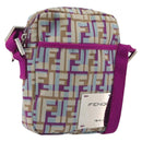 FENDI Zucca Canvas Shoulder Bag Purple Silver Auth BA14184-1