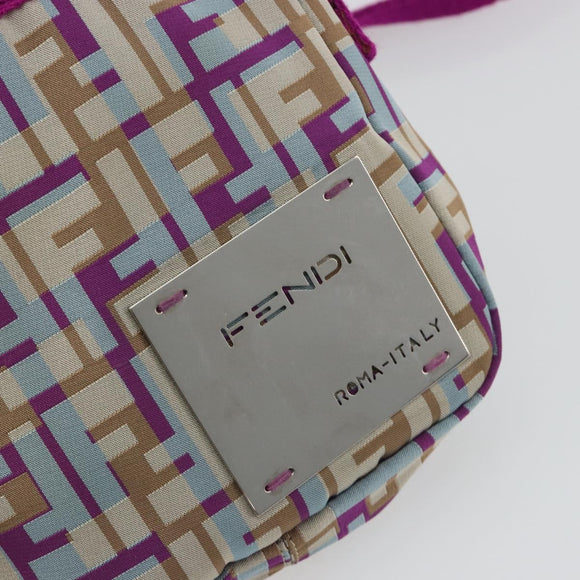 FENDI Zucca Canvas Shoulder Bag Purple Silver Auth BA14184