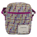 FENDI Zucca Canvas Shoulder Bag Purple Silver Auth BA14184-13