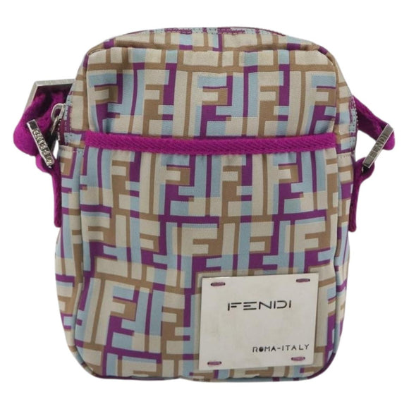 FENDI Zucca Canvas Shoulder Bag Purple Silver Auth BA14184