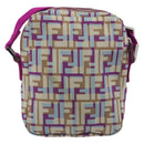 FENDI Zucca Canvas Shoulder Bag Purple Silver Auth BA14184-2