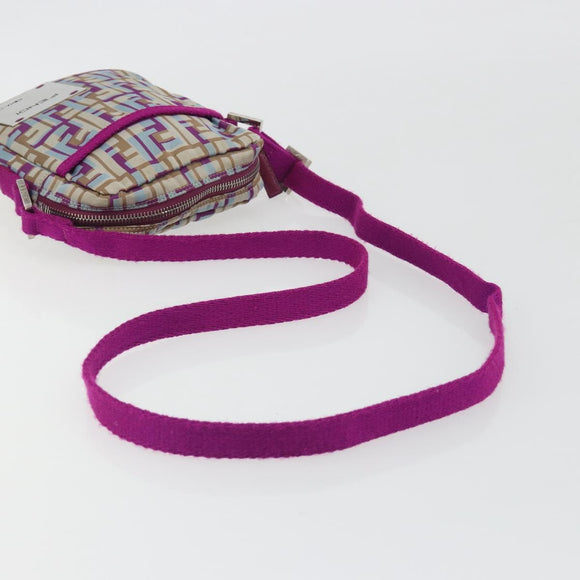 FENDI Zucca Canvas Shoulder Bag Purple Silver Auth BA14184