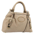Chloe Victoria Hand Bag Leather 2way Beige Gold Auth BA14185A-1