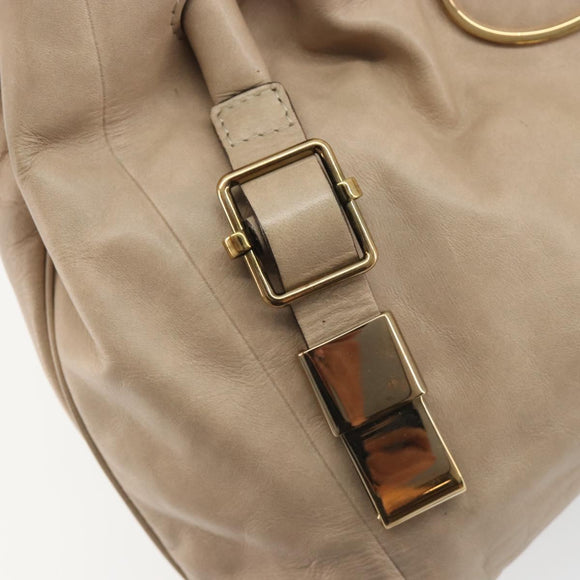 Chloe Victoria Hand Bag Leather 2way Beige Gold Auth BA14185A