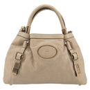 Chloe Victoria Hand Bag Leather 2way Beige Gold Auth BA14185A-2