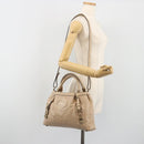 Chloe Victoria Hand Bag Leather 2way Beige Gold Auth BA14185A-23