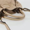 Chloe Victoria Hand Bag Leather 2way Beige Gold Auth BA14185A-7